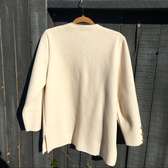 Vintage Cream Knit Blazer Gold Buttons Size Med/Lg - Picture 4 of 6